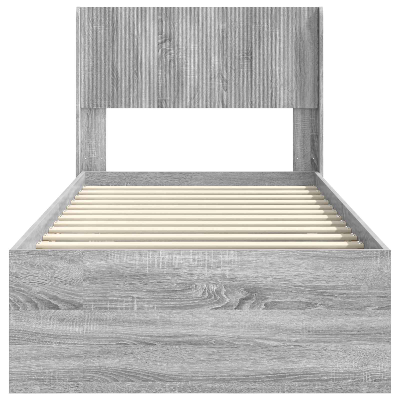 Bedframe met opbergruimte en hoofdbord Grijs Sonoma 90 x 190 cm