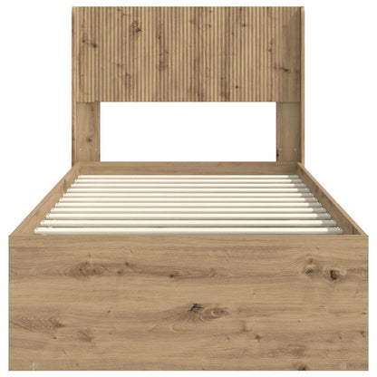 Bedframe met opbergruimte en hoofdbord Artisanaal eiken