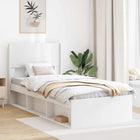 White Bed Frame with Storage and Headboard 75 x 190 cm