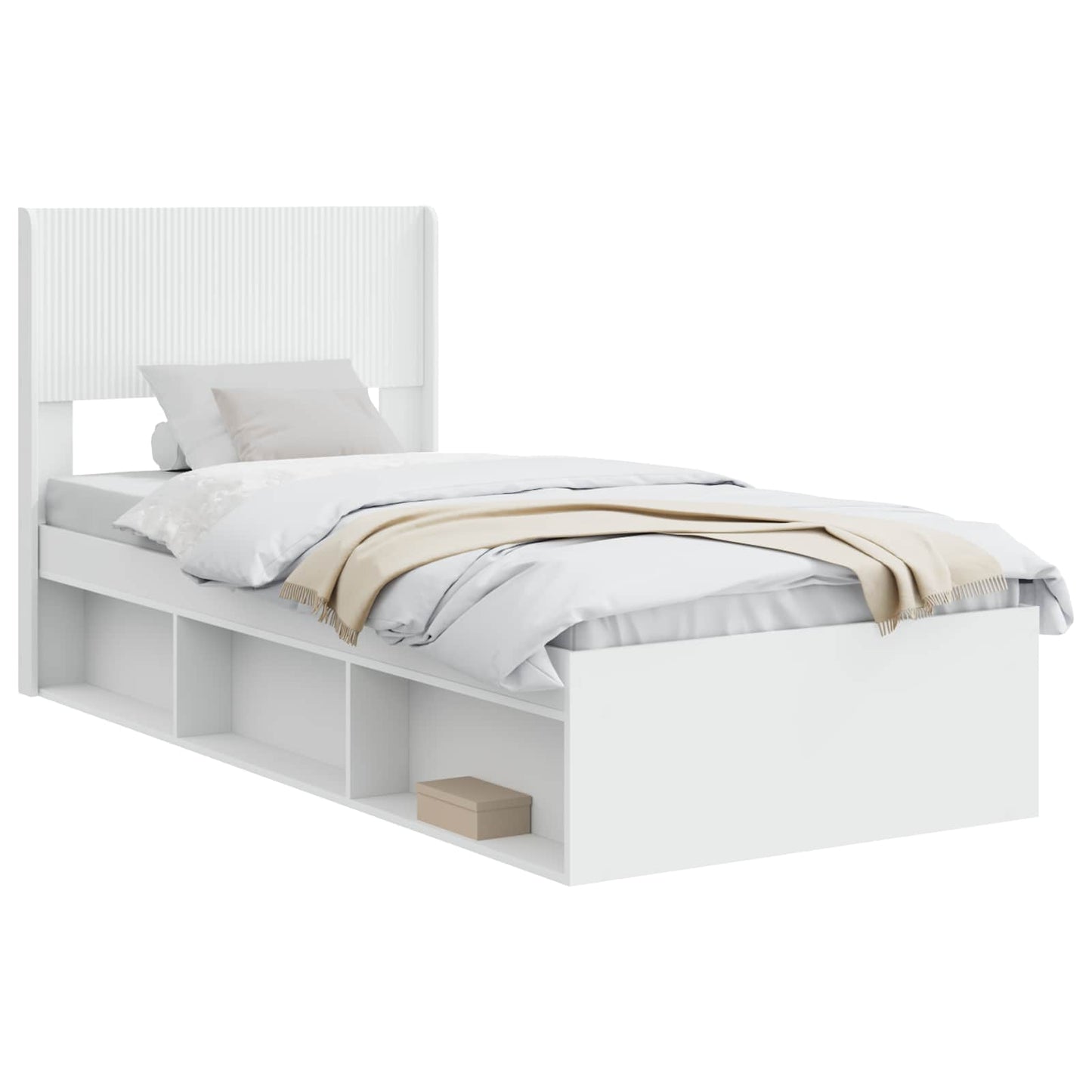 Bedframe met opbergruimte en hoofdbord Wit 75 x 190 cm