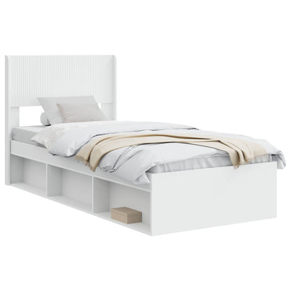 Bedframe met opbergruimte en hoofdbord Wit 75 x 190 cm