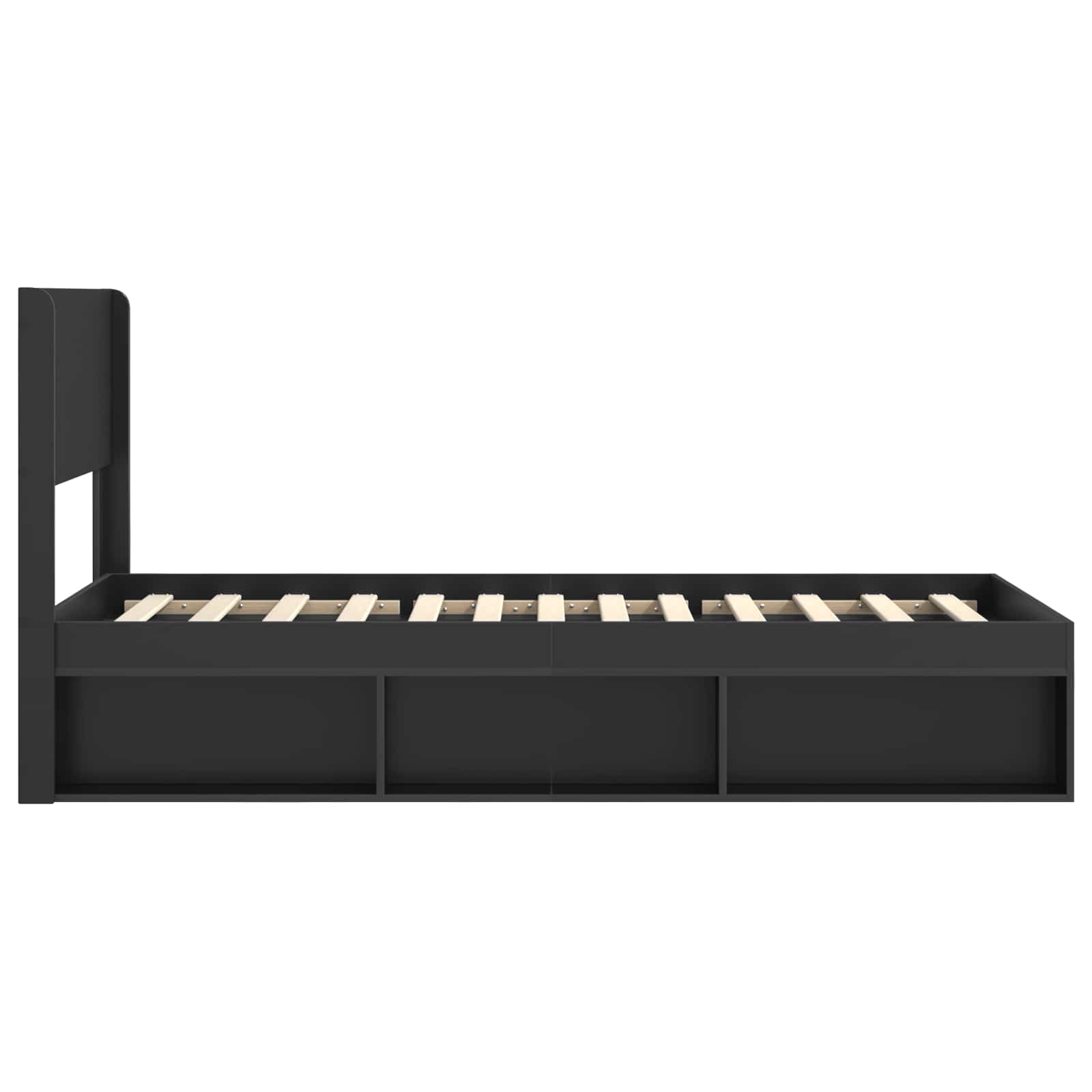 Bedframe met opbergruimte en hoofdbord Zwart 75 x 190 cm