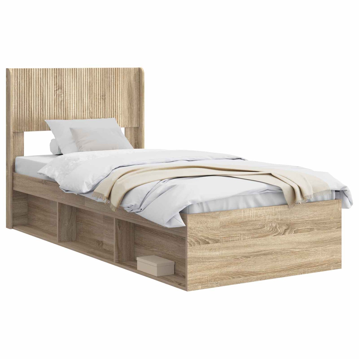Bedframe met opbergruimte en hoofdbord Sonoma Eiken 75 x 190 cm