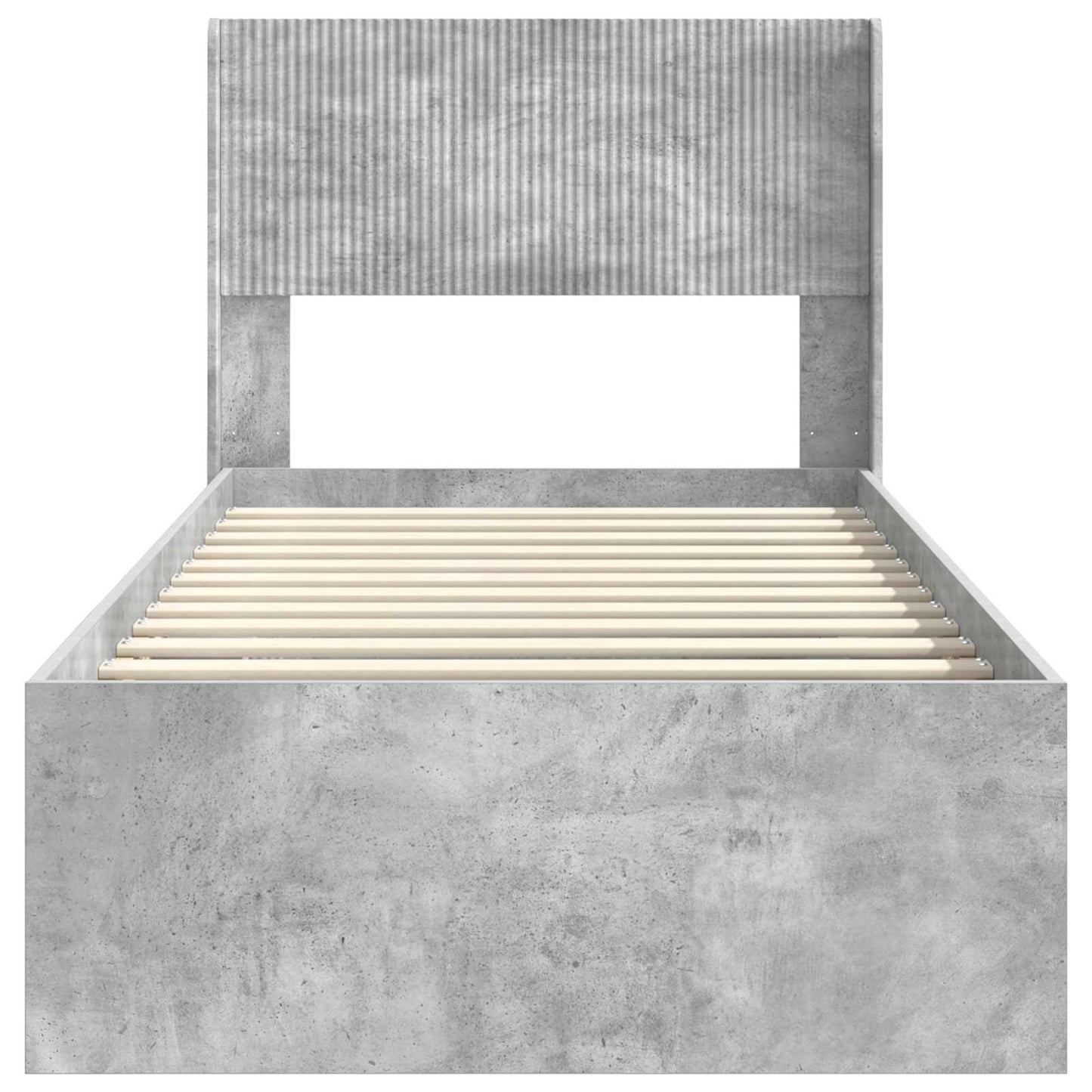 Bedframe met opbergruimte en hoofdbord Betongrijs 75 x 190 cm