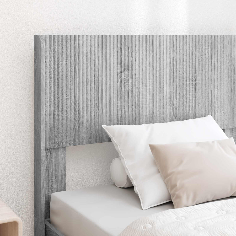 Bedframe met opbergruimte en hoofdbord Grijs Sonoma 75 x 190 cm