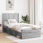 Bedframe 75x190 cm grijs Sonoma met opbergruimte
