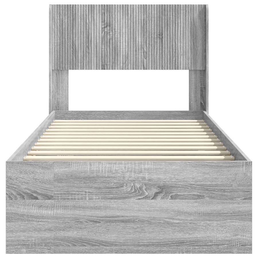 Bedframe met opbergruimte en hoofdbord Grijs Sonoma 75 x 190 cm