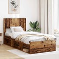 Bedframe met opbergruimte en hoofdbord Oud hout 75 x 190 cm