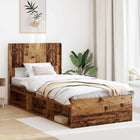 Bed frame with storage and headboard Reclaimed wood 75 x 190 cm
