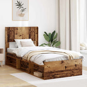 Bedframe 75x190 cm oud hout met opbergruimte