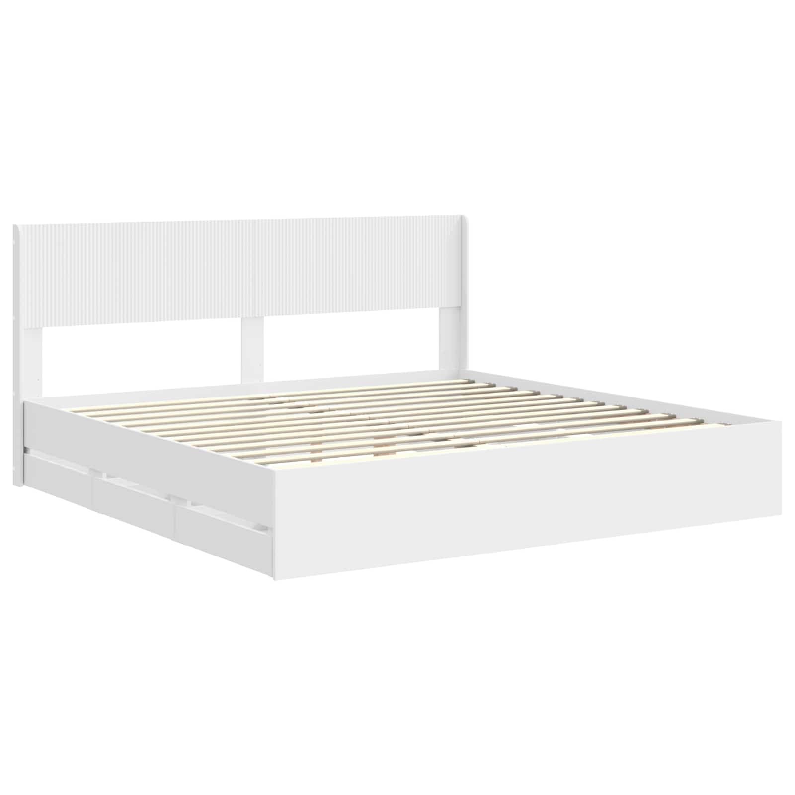 Bedframe met opbergruimte en hoofdbord Wit 200 x 200 cm