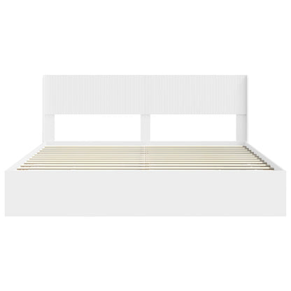 Bedframe met opbergruimte en hoofdbord Wit 200 x 200 cm