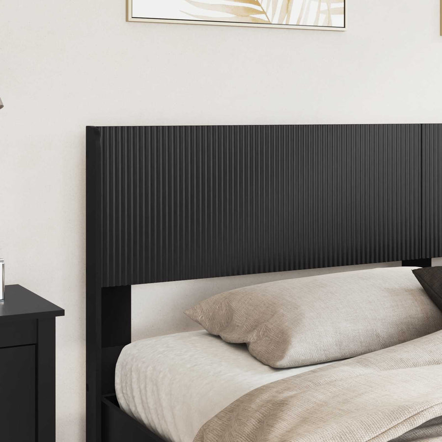 Bedframe met opbergruimte en hoofdbord Zwart 200 x 200 cm