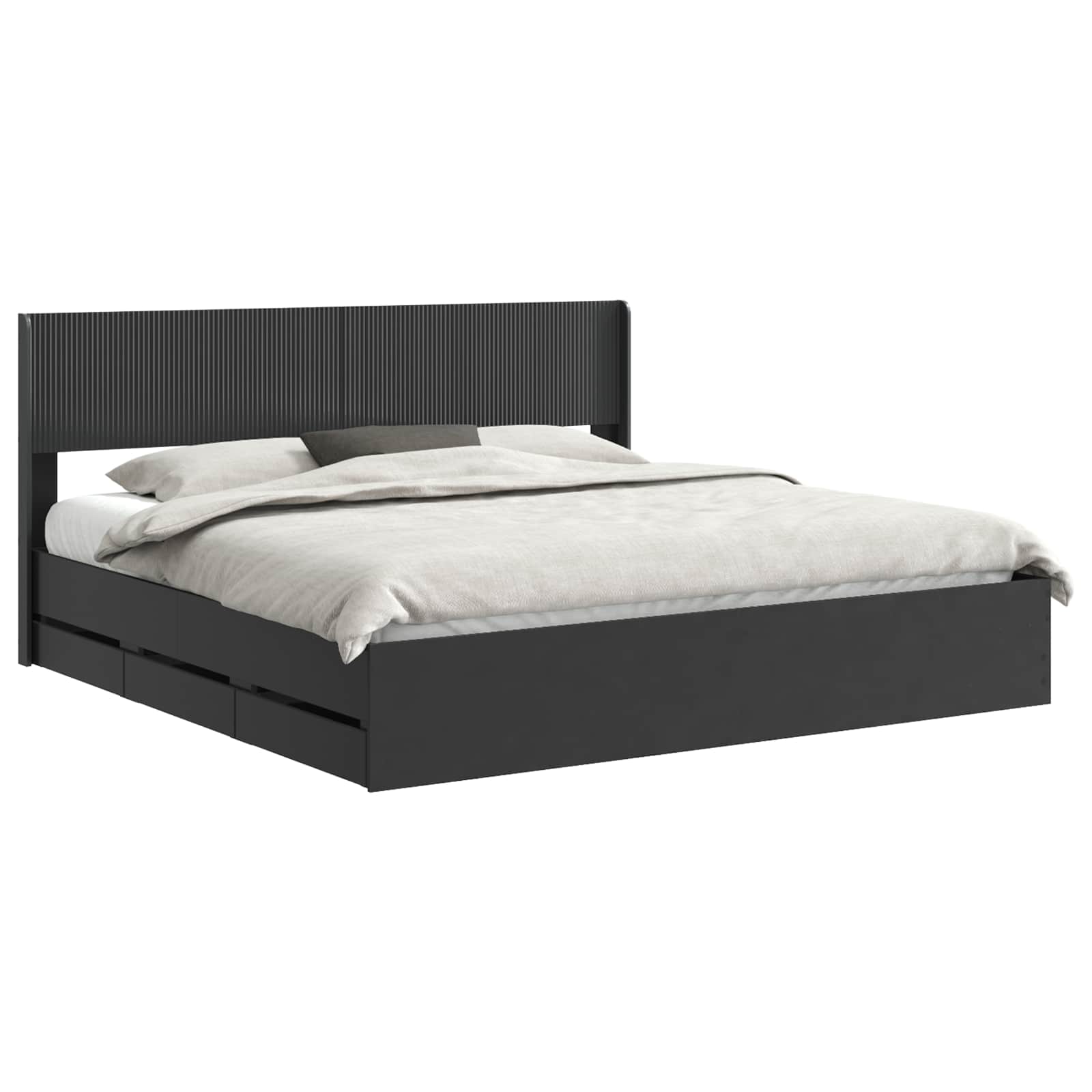 Bedframe met opbergruimte en hoofdbord Zwart 200 x 200 cm