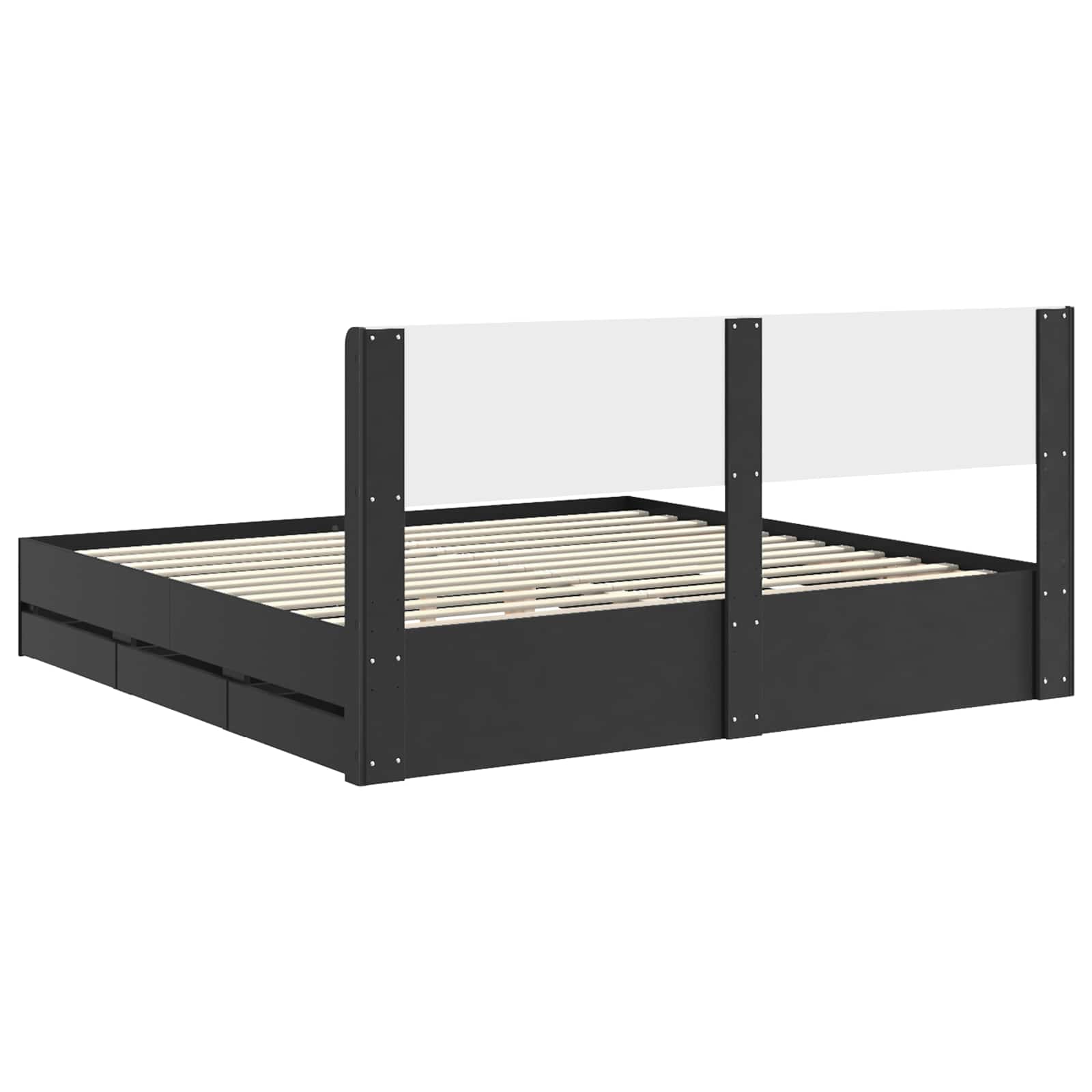 Bedframe met opbergruimte en hoofdbord Zwart 200 x 200 cm