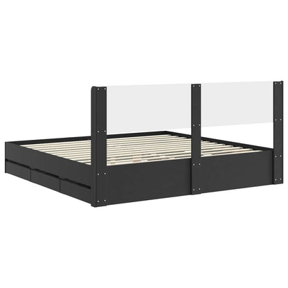 Bedframe met opbergruimte en hoofdbord Zwart 200 x 200 cm