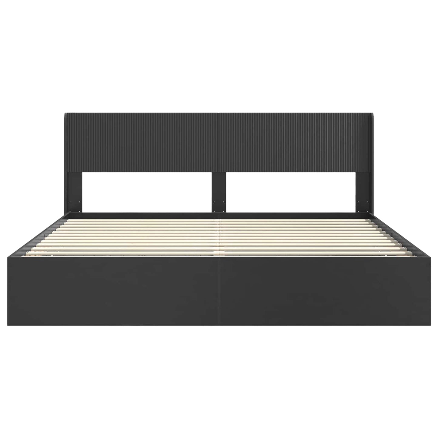 Bedframe met opbergruimte en hoofdbord Zwart 200 x 200 cm
