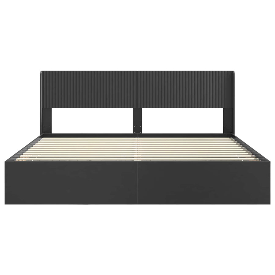 Bedframe met opbergruimte en hoofdbord Zwart 200 x 200 cm