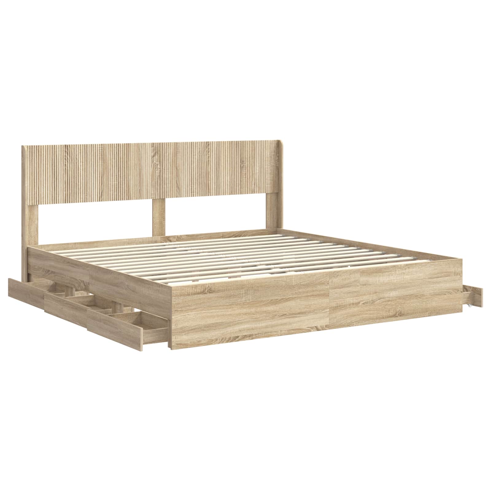Bedframe met opbergruimte en hoofdbord met lade Sonoma Eiken