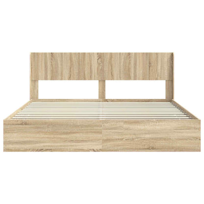 Bedframe met opbergruimte en hoofdbord met lade Sonoma Eiken