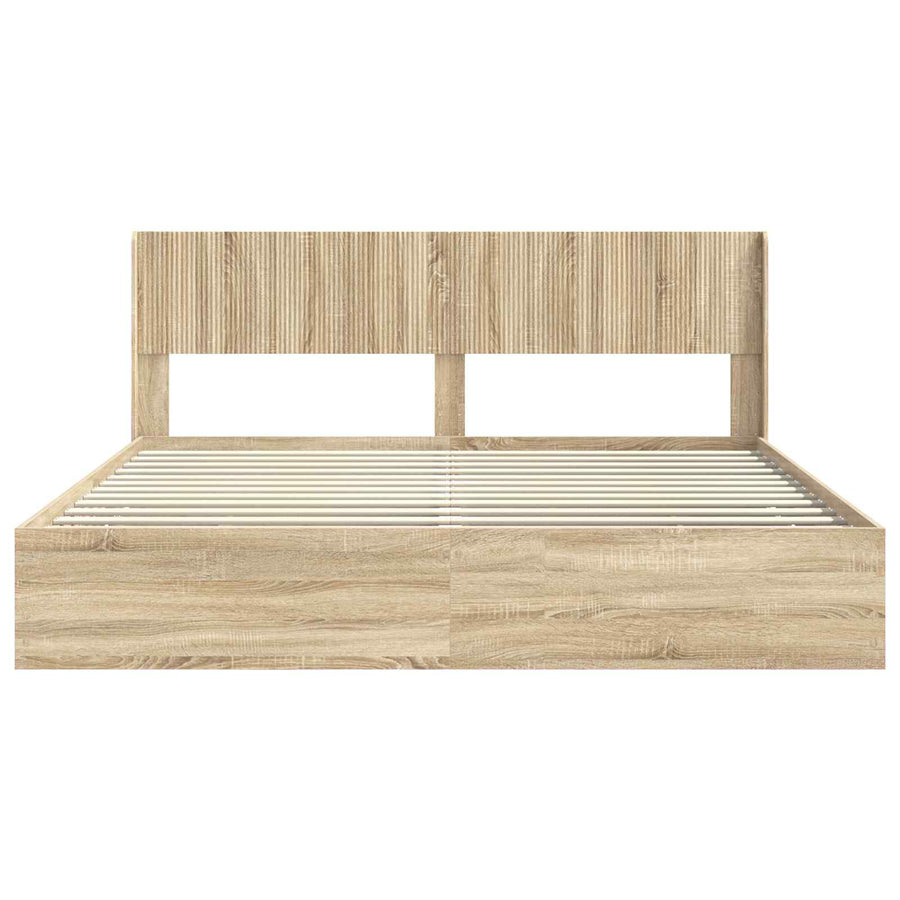 Bedframe met opbergruimte en hoofdbord met lade Sonoma Eiken