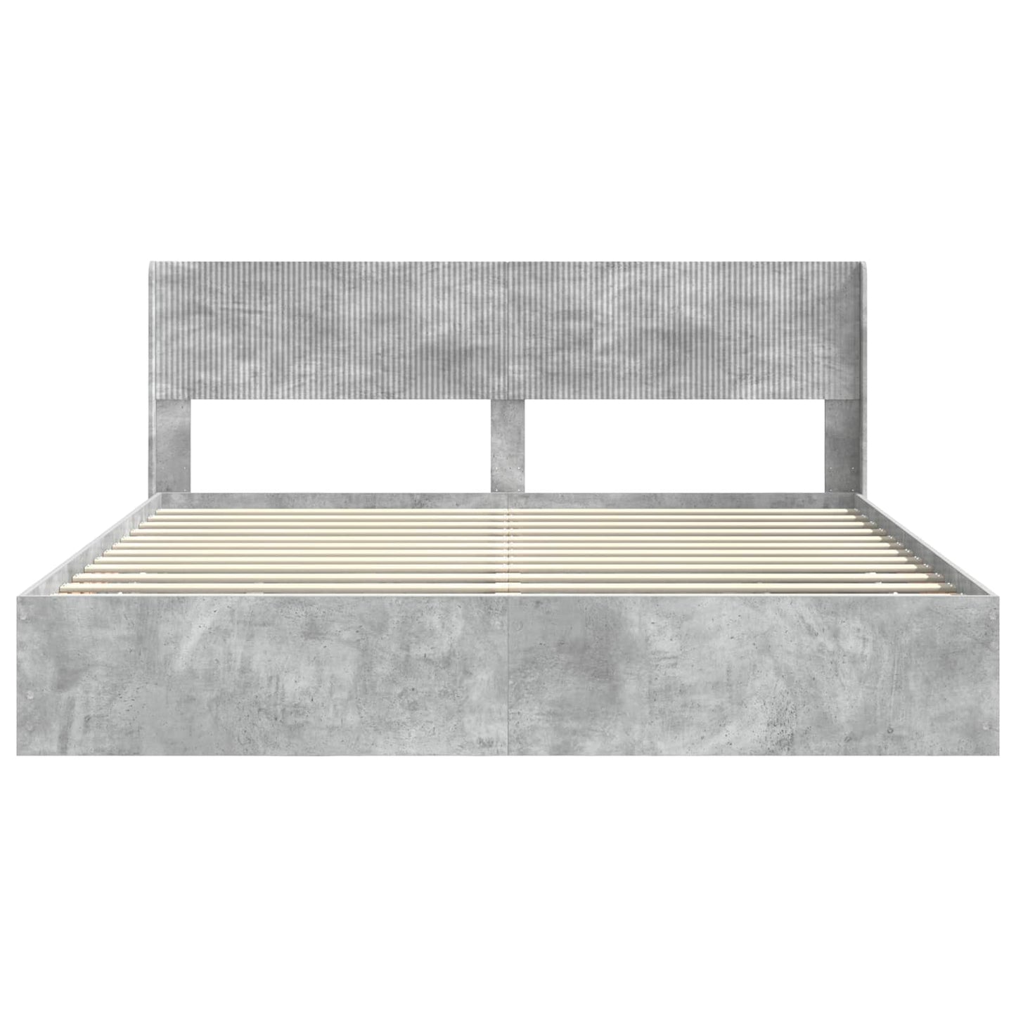 Bedframe met opbergruimte en hoofdbord Betongrijs 200 x 200 cm
