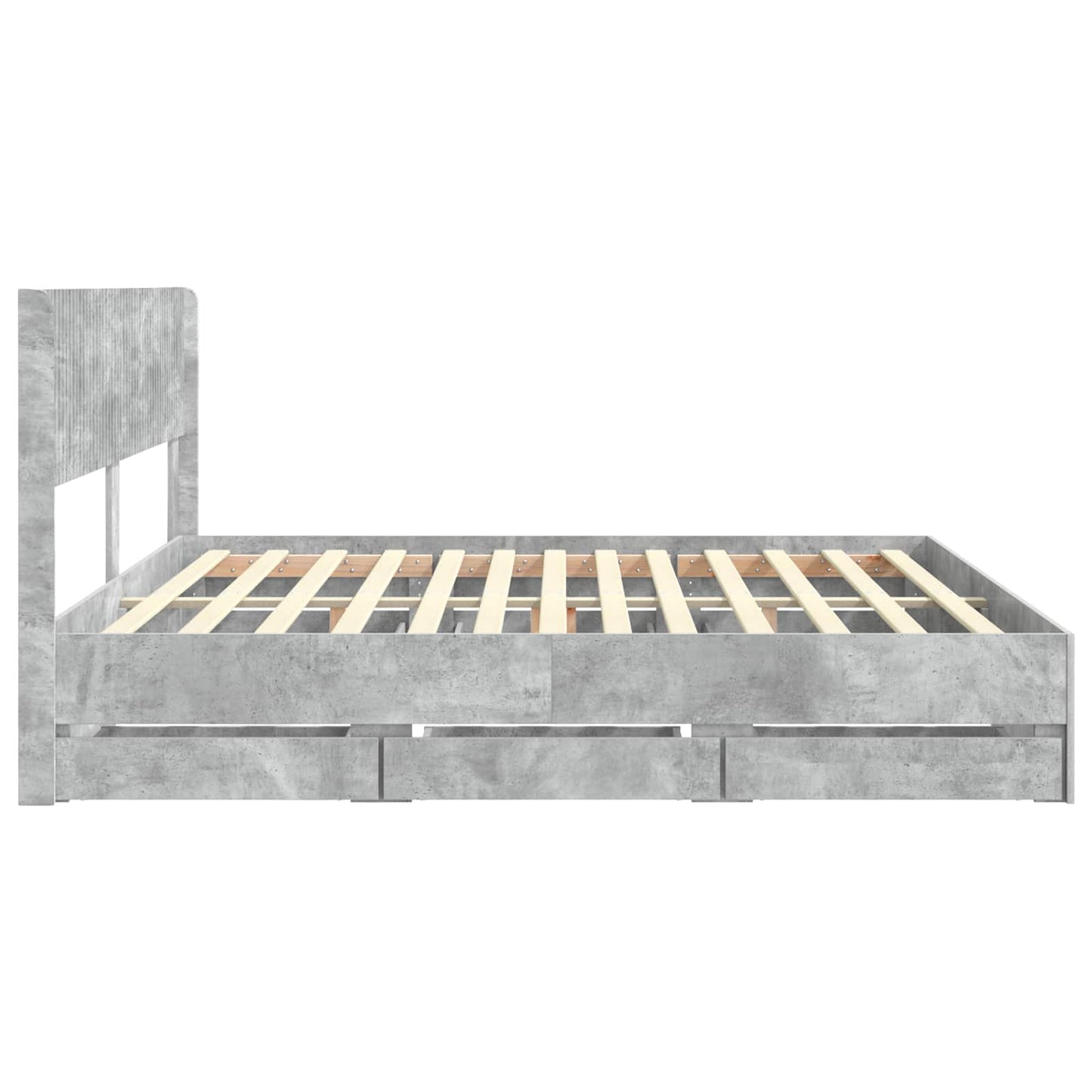 Bedframe met opbergruimte en hoofdbord Betongrijs 200 x 200 cm