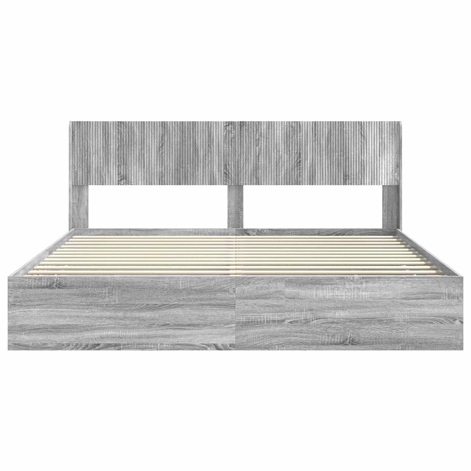 Bedframe met opbergruimte en hoofdbord met lade Grijs sonoma
