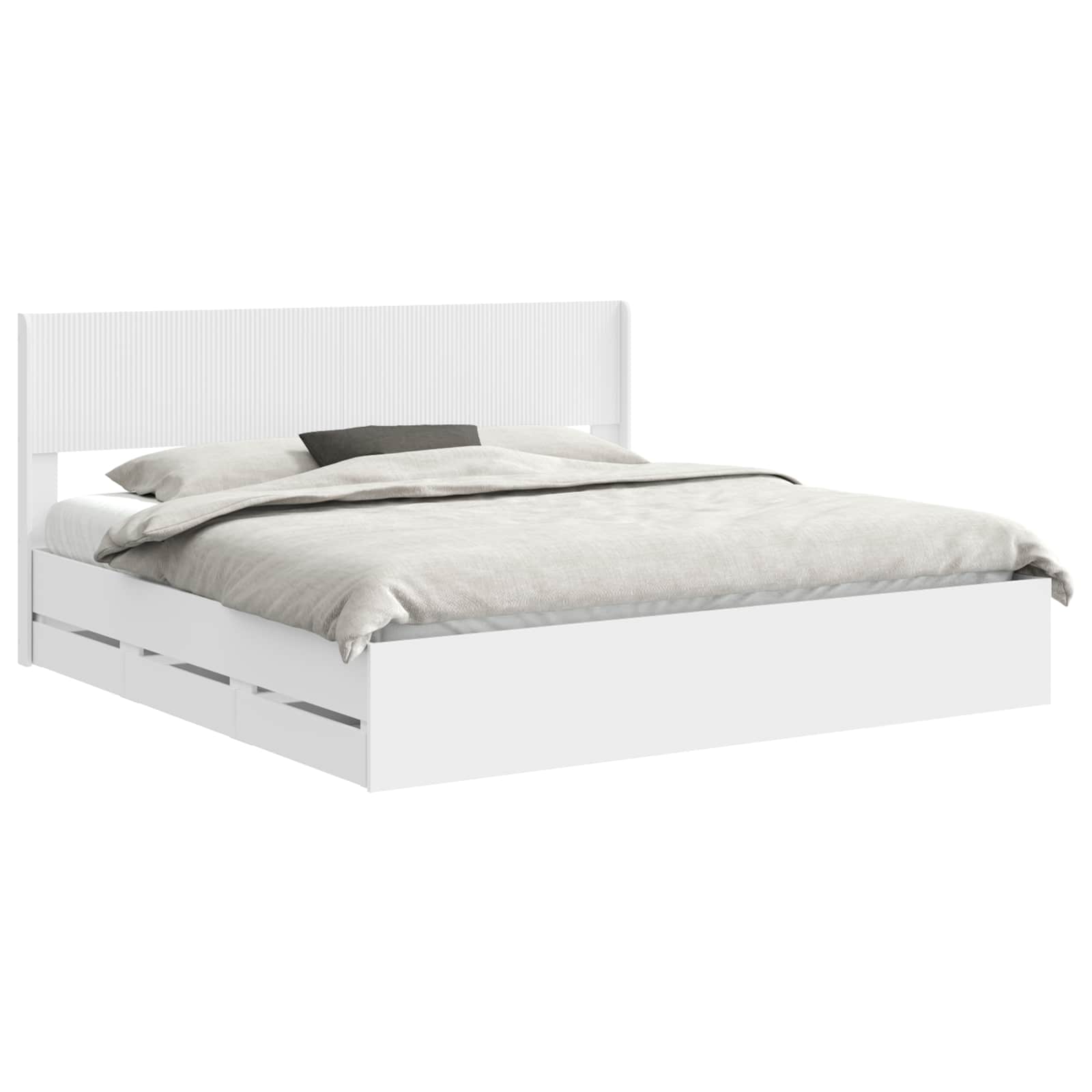 Bedframe met opbergruimte en hoofdbord Wit 180 x 200 cm