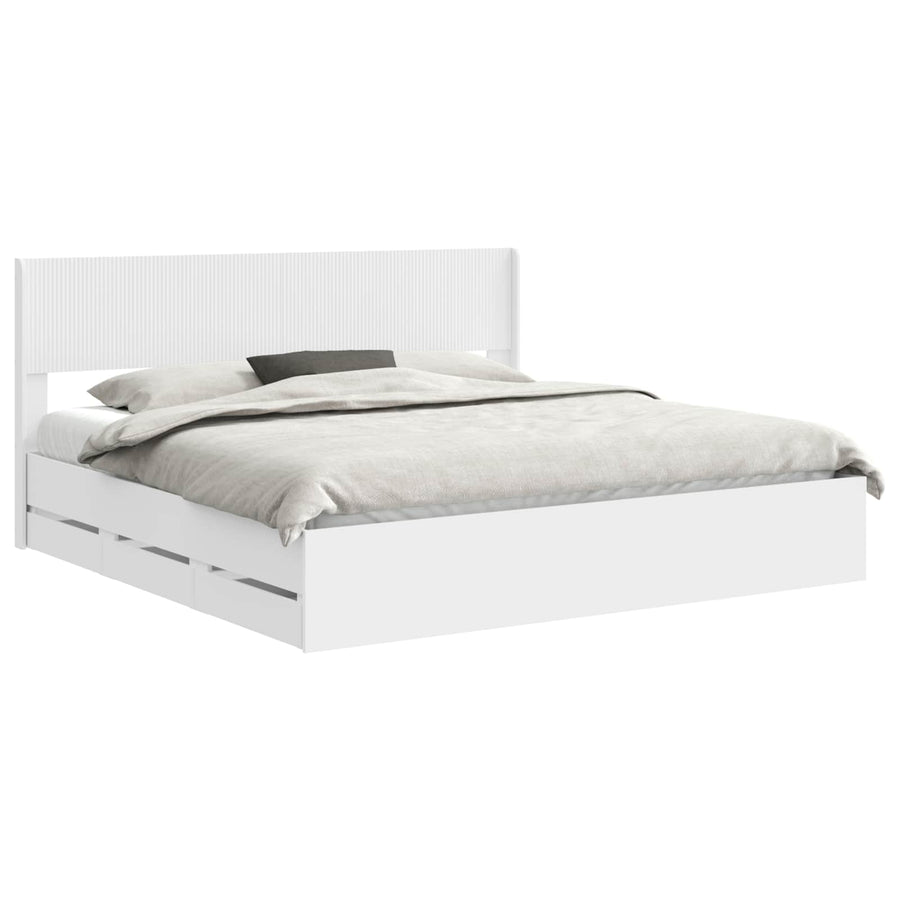 Bedframe met opbergruimte en hoofdbord Wit 180 x 200 cm