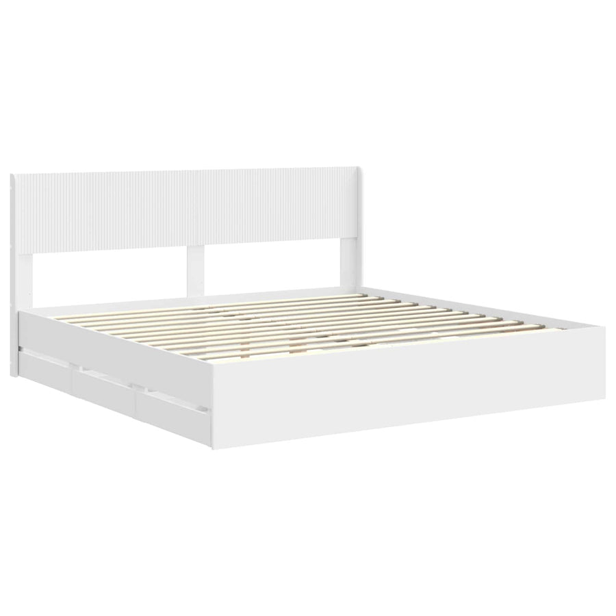 Bedframe met opbergruimte en hoofdbord Wit 180 x 200 cm
