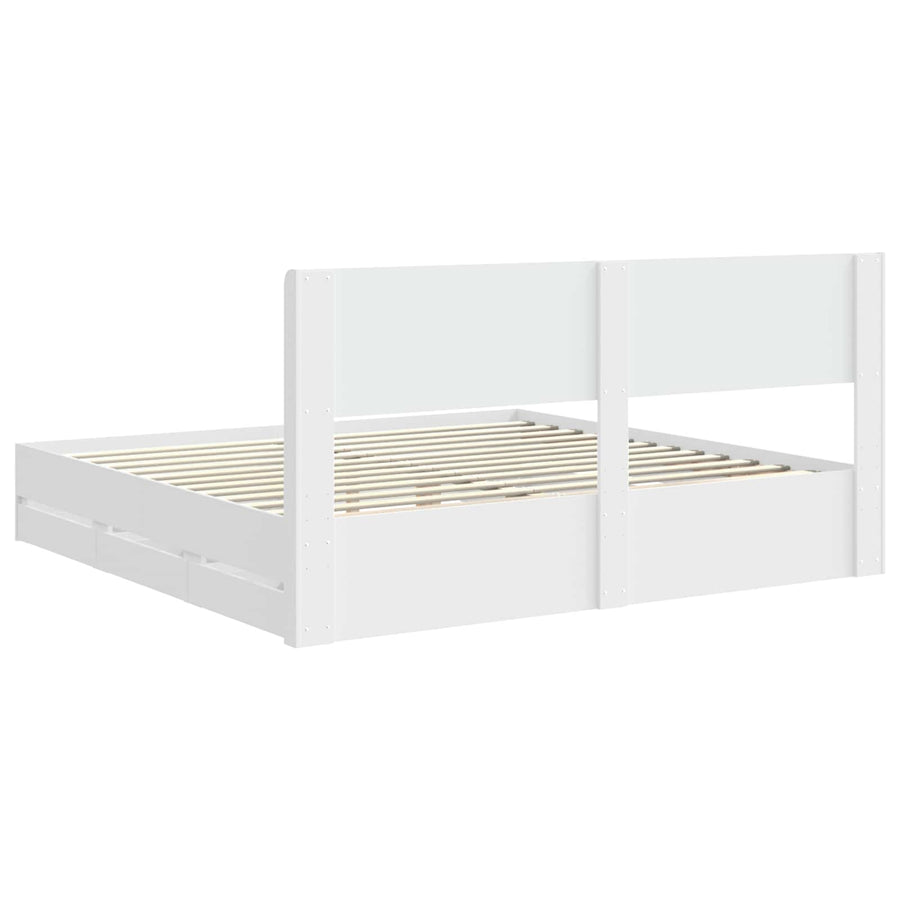 Bedframe met opbergruimte en hoofdbord Wit 180 x 200 cm
