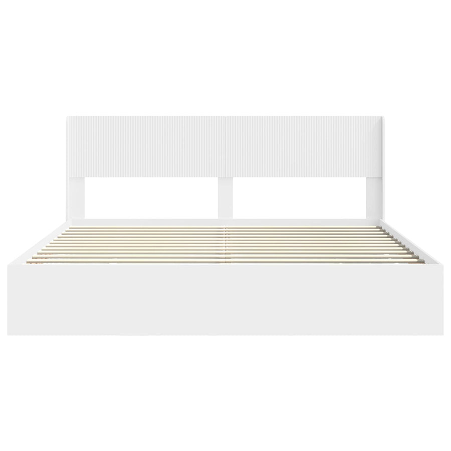 Bedframe met opbergruimte en hoofdbord Wit 180 x 200 cm