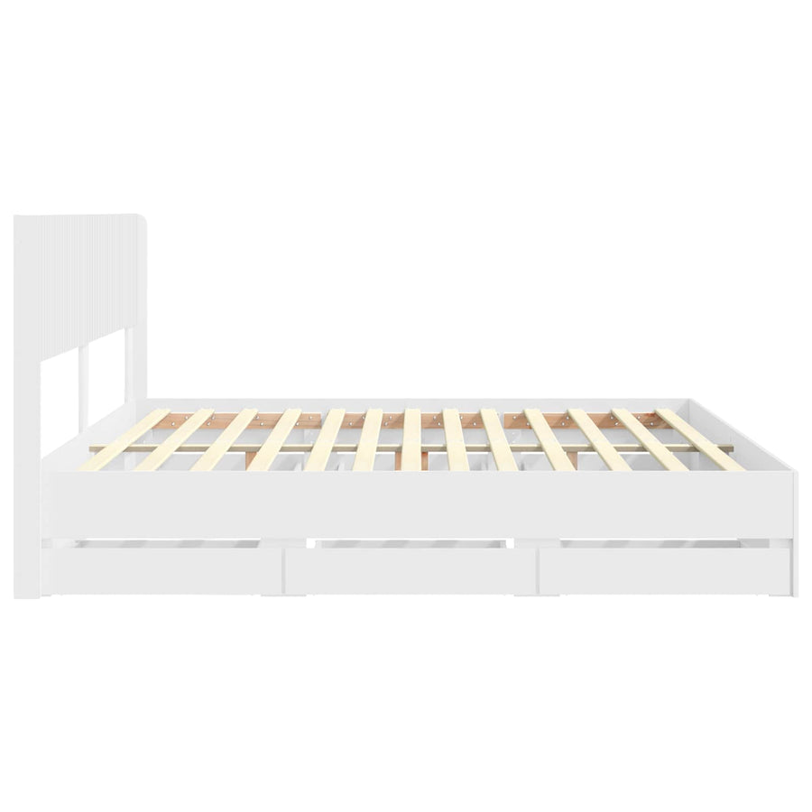 Bedframe met opbergruimte en hoofdbord Wit 180 x 200 cm