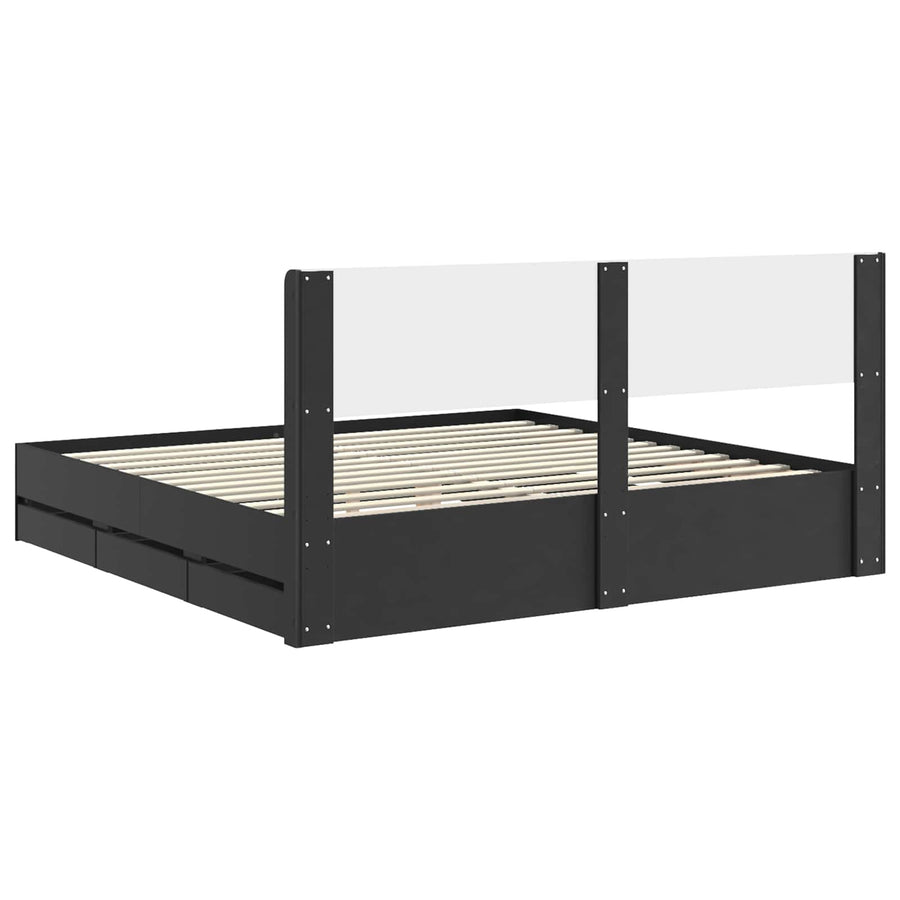Bedframe met opbergruimte en hoofdbord Zwart 180 x 200 cm