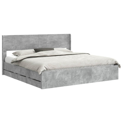Bedframe met opbergruimte en hoofdbord Betongrijs 180 x 200 cm