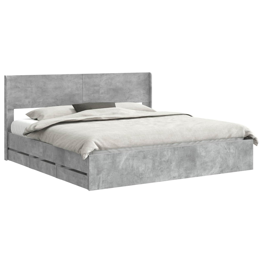 Bedframe met opbergruimte en hoofdbord Betongrijs 180 x 200 cm