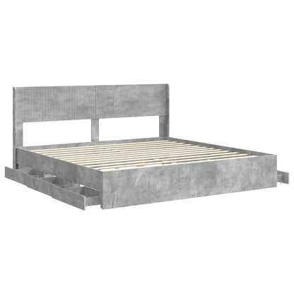 Bedframe met opbergruimte en hoofdbord Betongrijs 180 x 200 cm