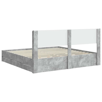 Bedframe met opbergruimte en hoofdbord Betongrijs 180 x 200 cm
