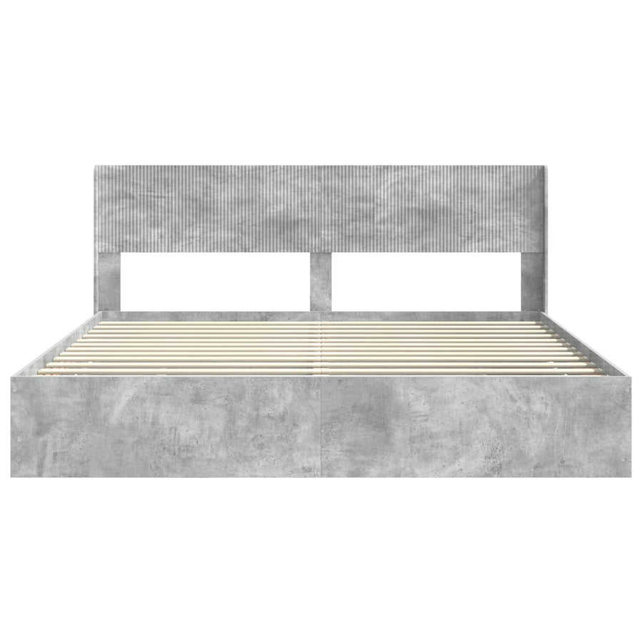 Bedframe met opbergruimte en hoofdbord Betongrijs 180 x 200 cm
