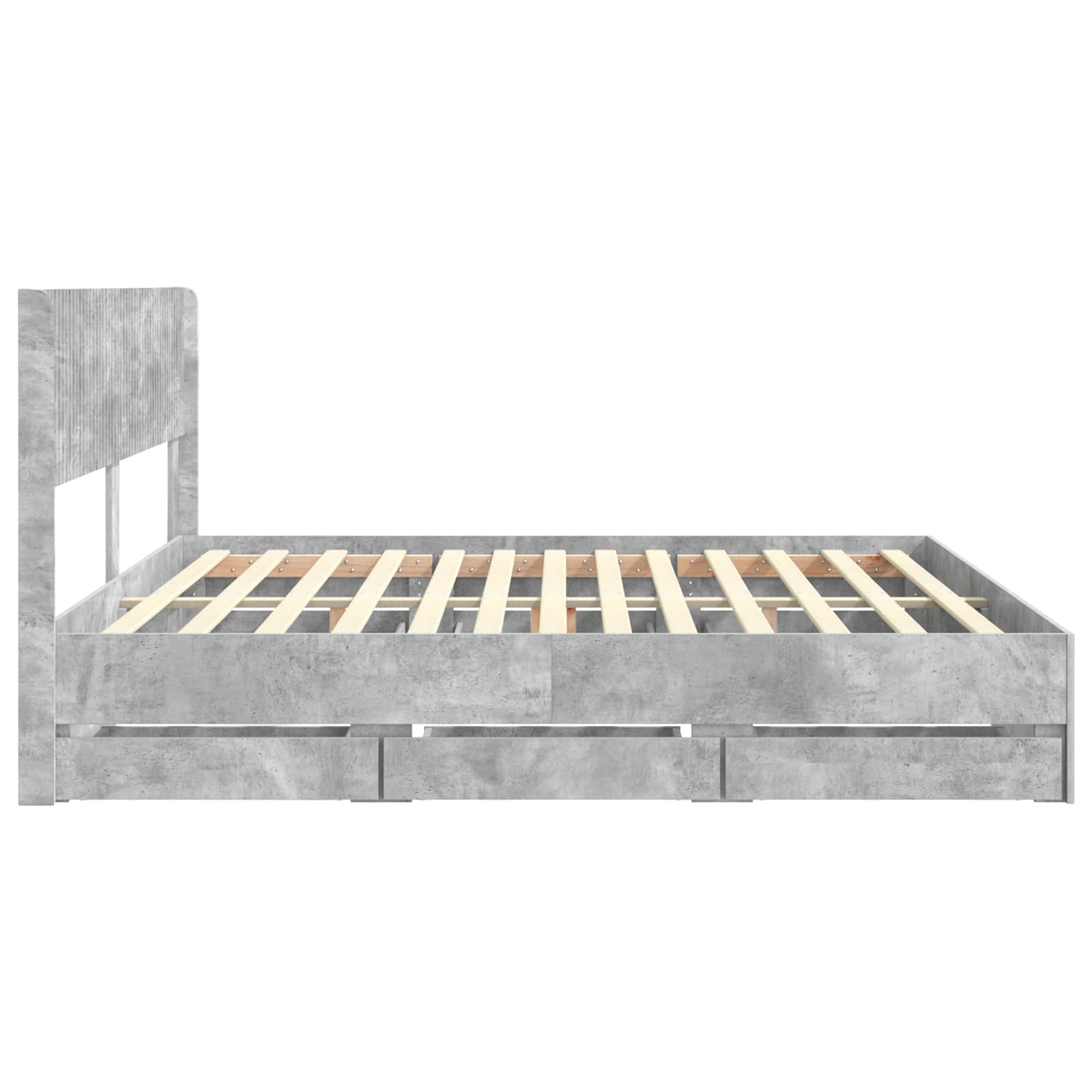 Bedframe met opbergruimte en hoofdbord Betongrijs 180 x 200 cm