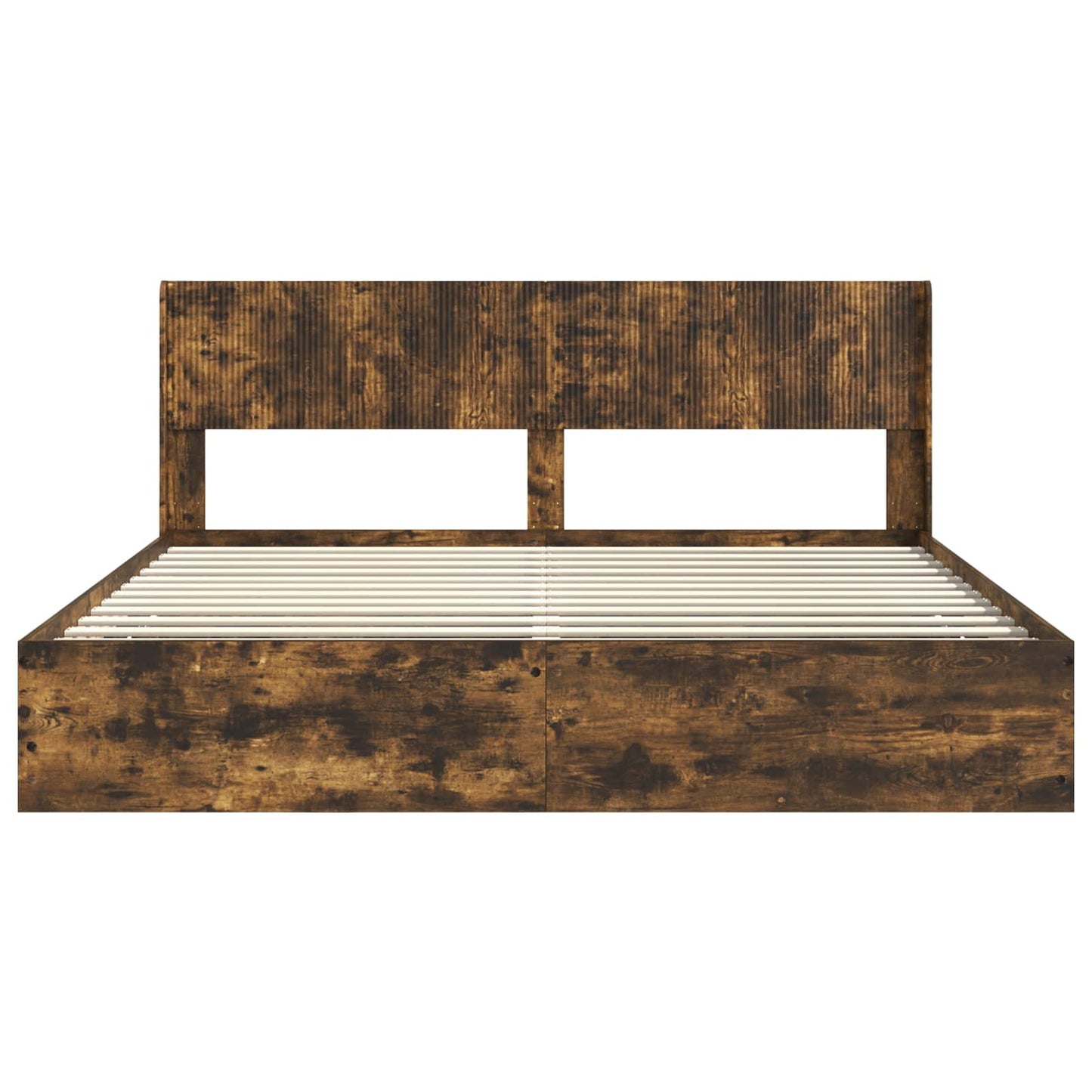 Bedframe met opbergruimte en hoofdbord met lade Gerookt eiken
