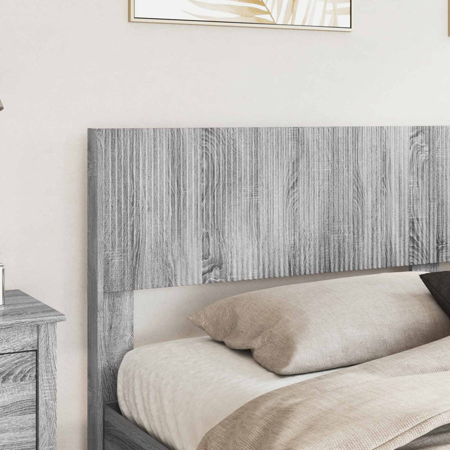 Bedframe met opbergruimte en hoofdbord met lade Grijs sonoma