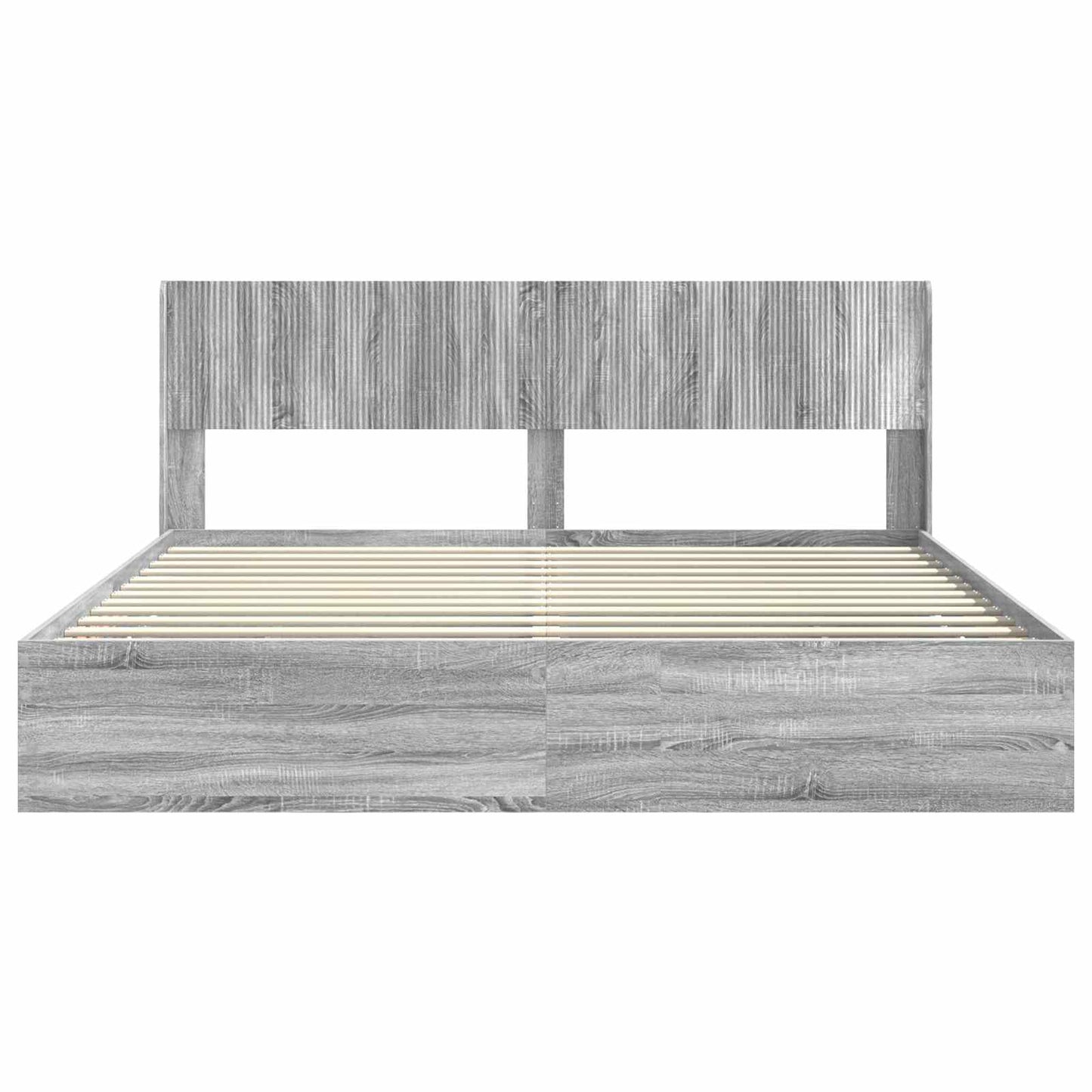Bedframe met opbergruimte en hoofdbord met lade Grijs sonoma