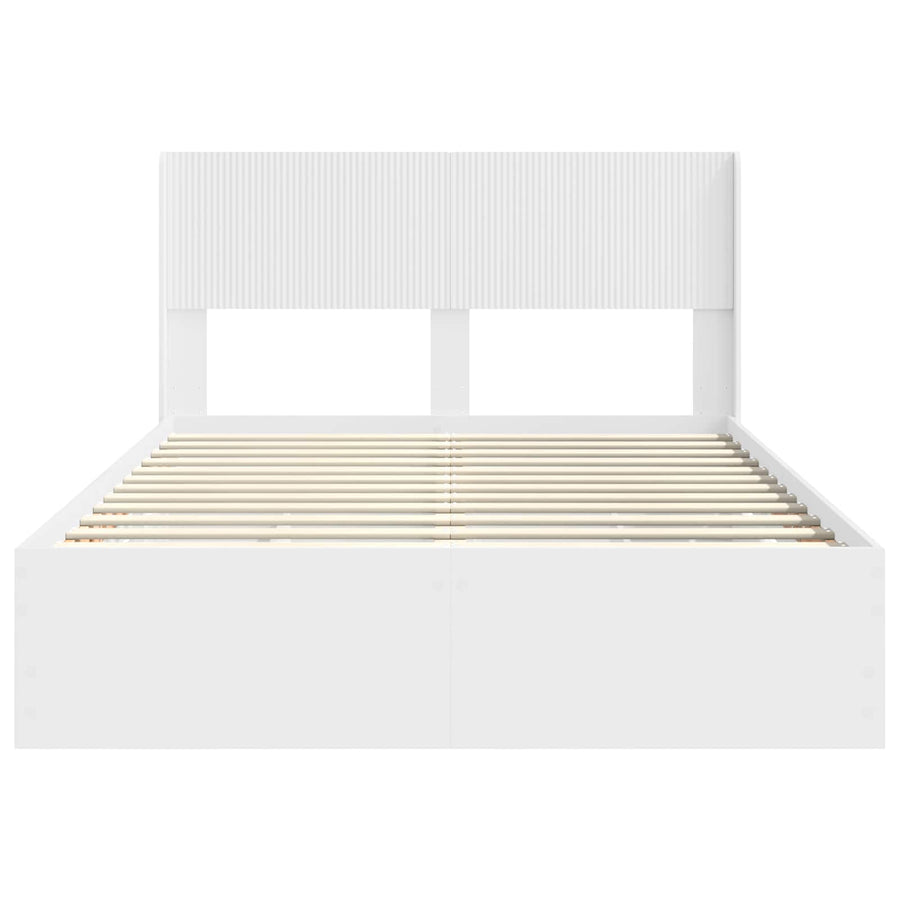 Bedframe met opbergruimte en hoofdbord Wit 160 x 200 cm