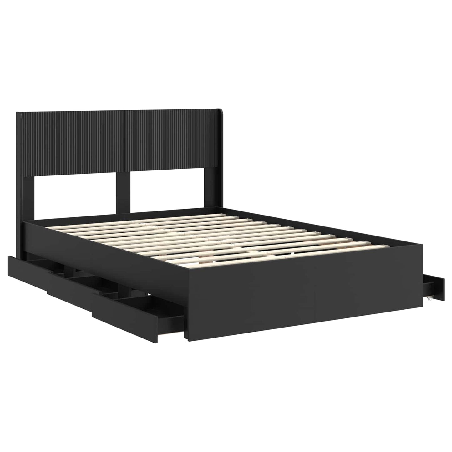 Bedframe met opbergruimte en hoofdbord Zwart 160 x 200 cm