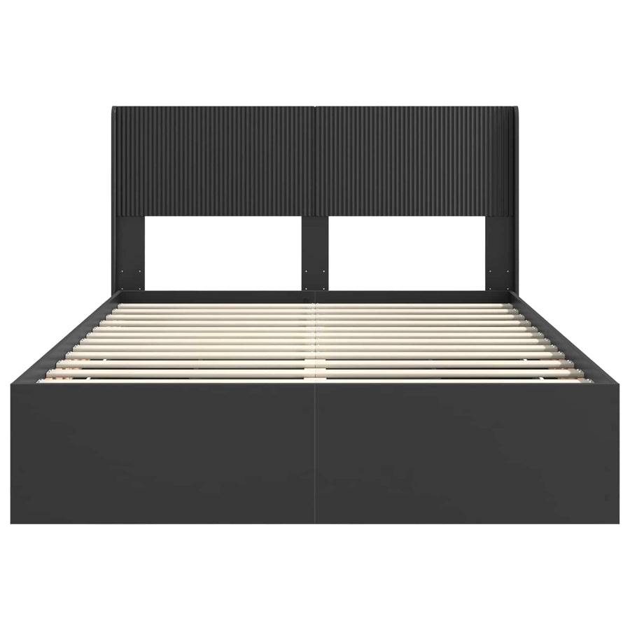 Bedframe met opbergruimte en hoofdbord Zwart 160 x 200 cm