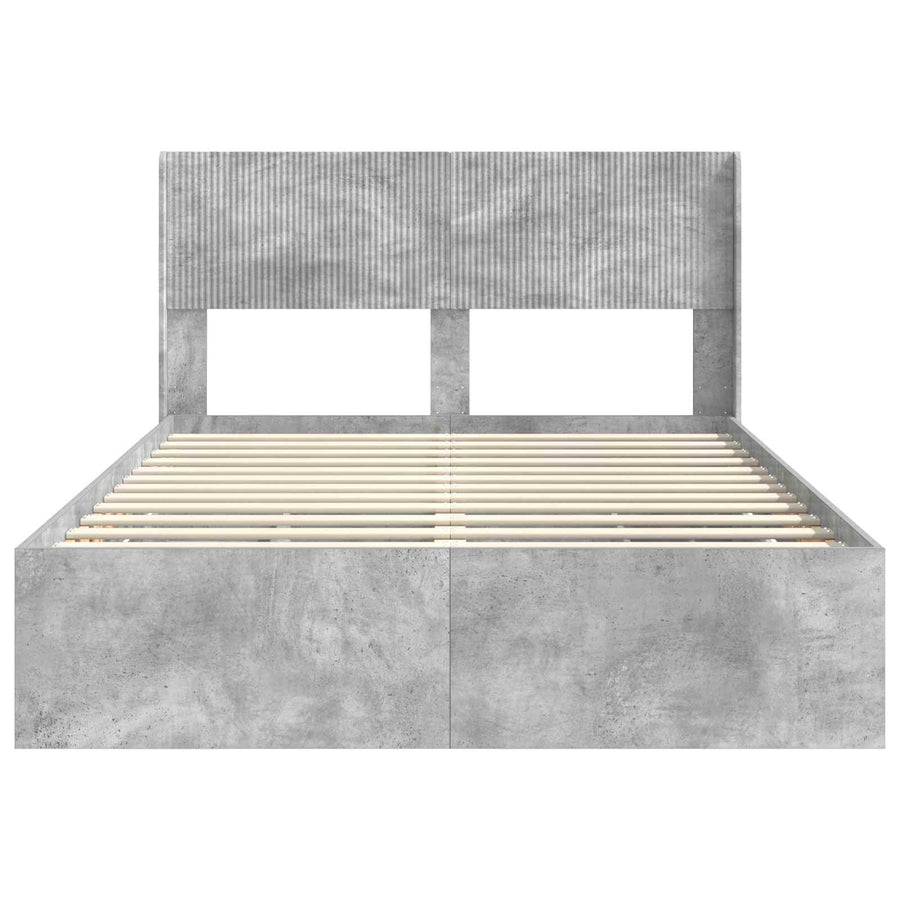 Bedframe met opbergruimte en hoofdbord Betongrijs 160 x 200 cm