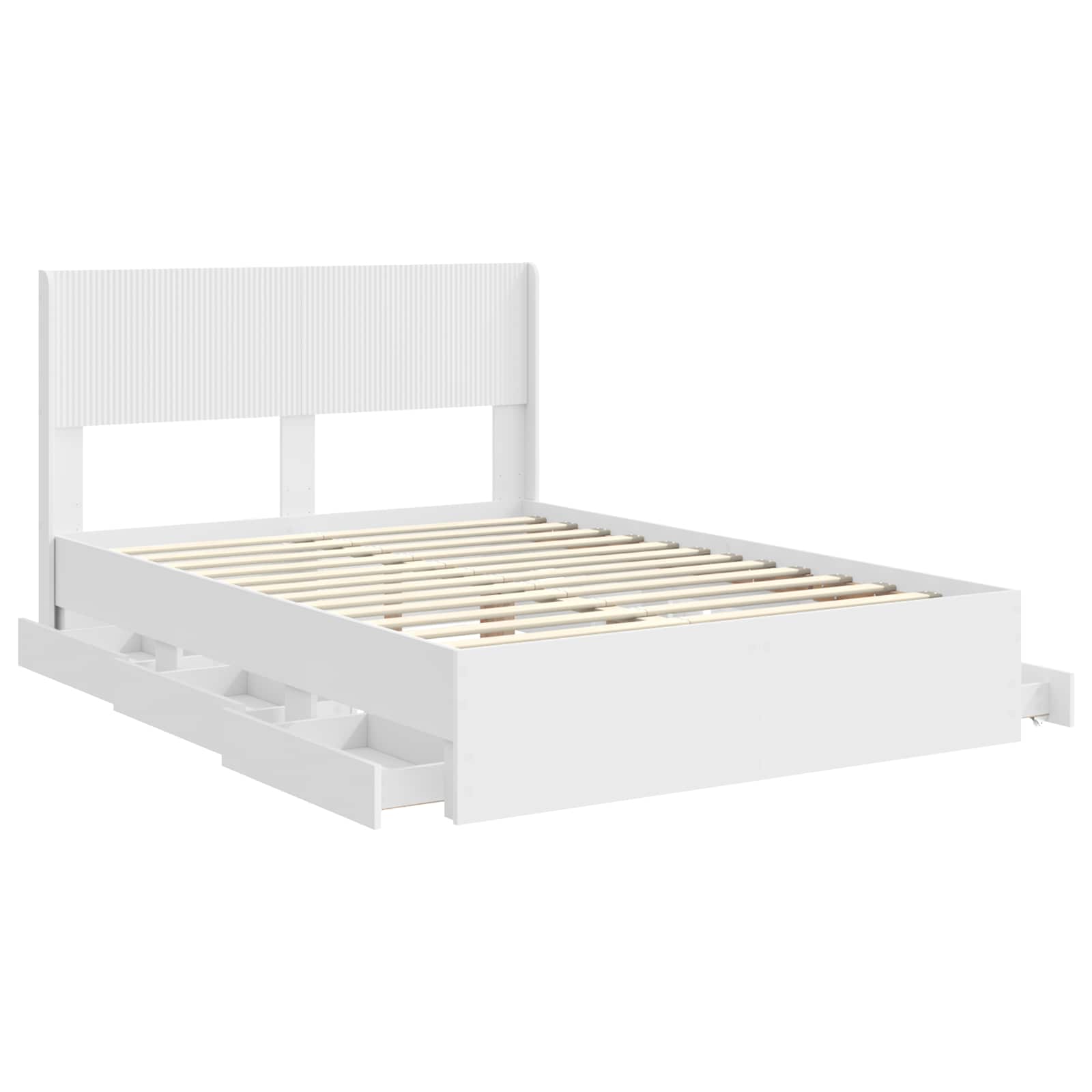 Bedframe met opbergruimte en hoofdbord Wit 150 x 200 cm