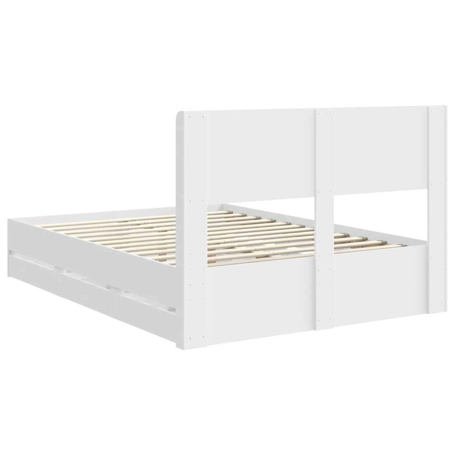 Bedframe met opbergruimte en hoofdbord Wit 150 x 200 cm